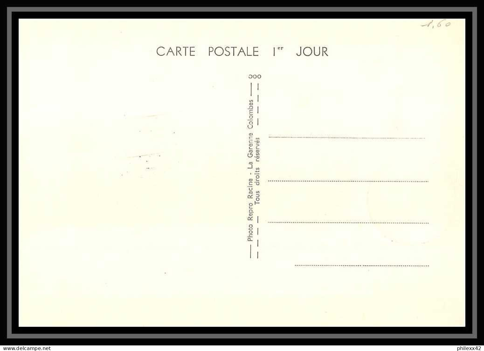 111150 Lettre Cover + Carte Maximum (card) Bouches Du Rhone N°1329 Bourdet 1962 Marseille FDC Premier Jour  - 1960-1969