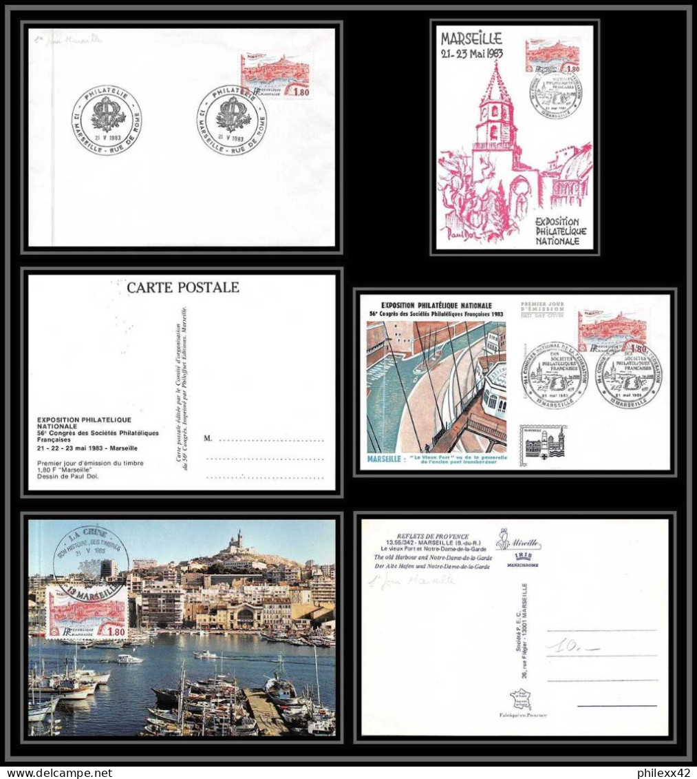 111189 Lot De 4 Lettres Cover + Carte Maximum (card) Bouches Du Rhone N°2273 Marseille FDC Premier Jour  - 1980-1989