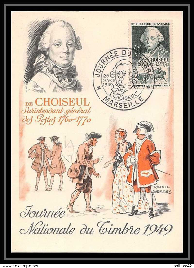 111037 Carte Maximum (card) Bouches Du Rhone N°828 Choiseuil Marseille Journée Du Timbre 1949 FDC Premier Jour  - 1950-1959