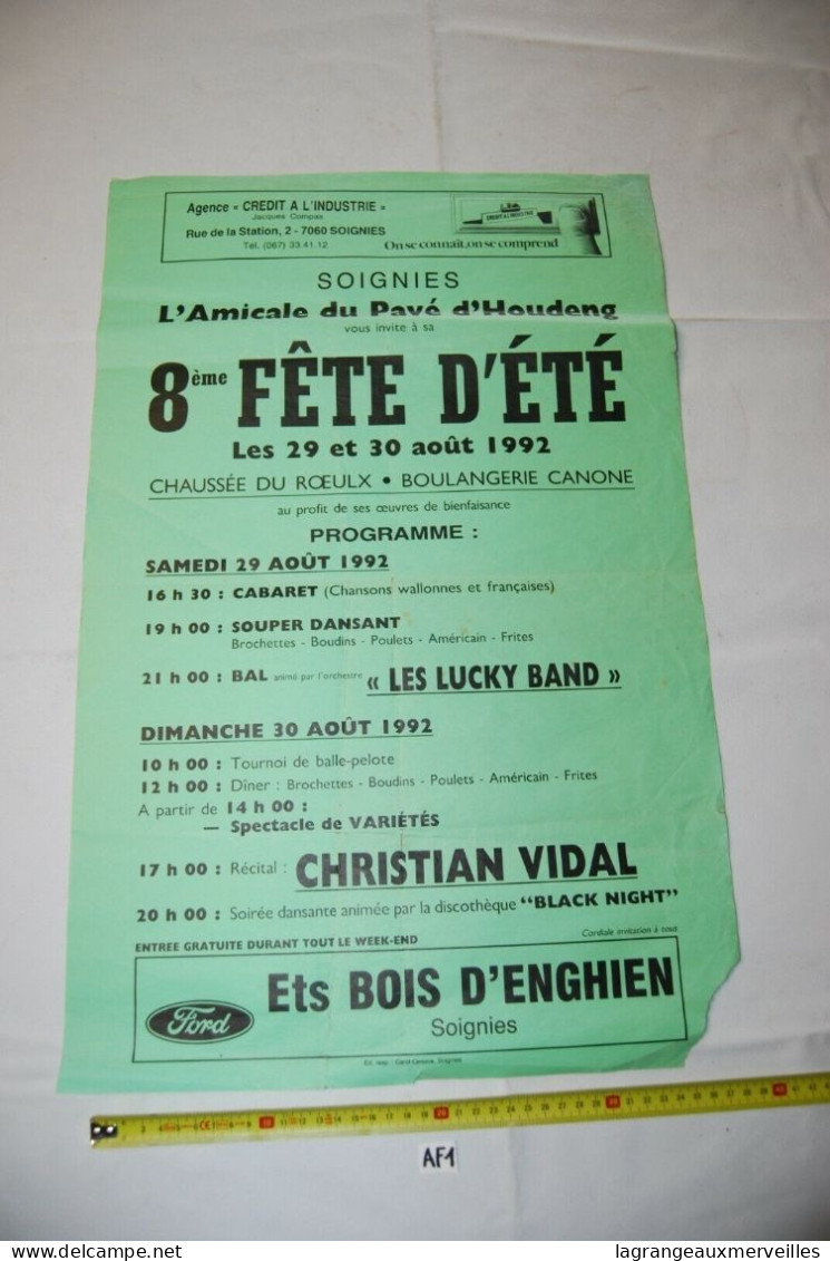 AF1 Ancienne Affiche - Fête D'été - Soignies - 1992 - Manifesti