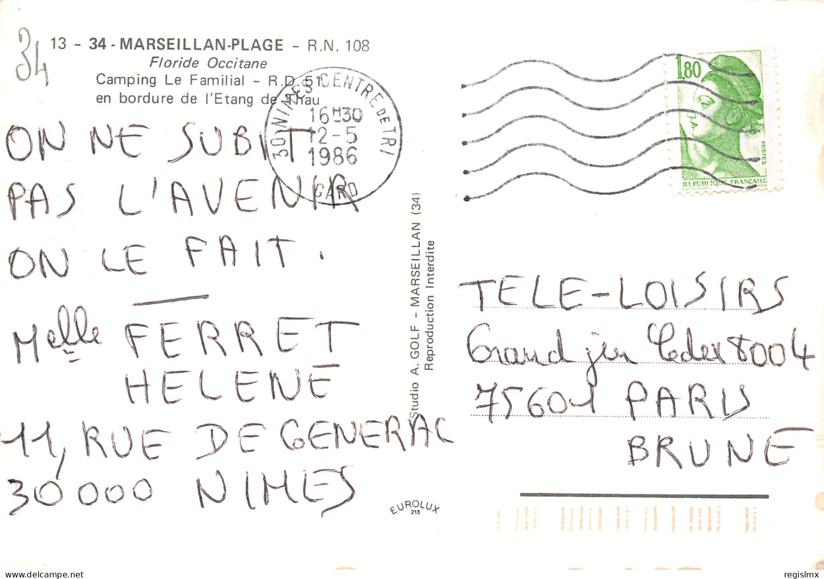 34-MARSEILLAN PLAGE-N°T2198-B/0145 - Marseillan