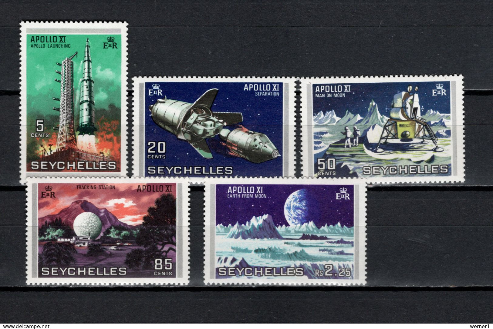 Seychelles 1969 Space, Apollo 11 Moonlanding Set Of 5 MNH - Africa