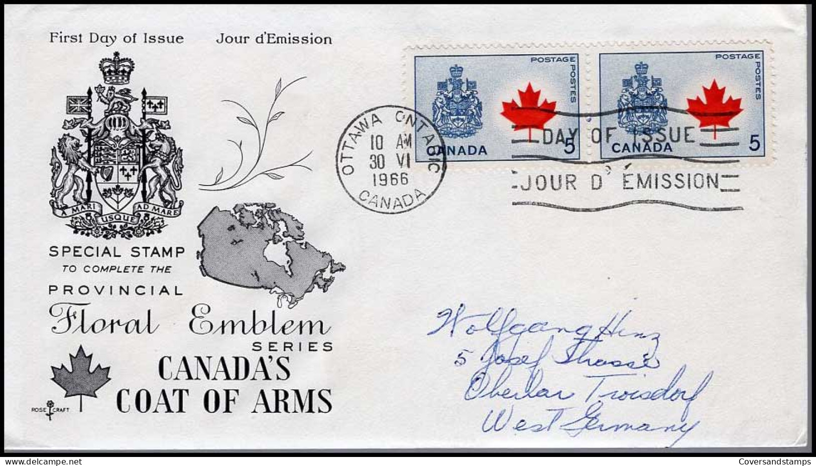 Canada - FDC - Provincial Floral Emblem Series : Canada's Coat Of Arms - 1961-1970