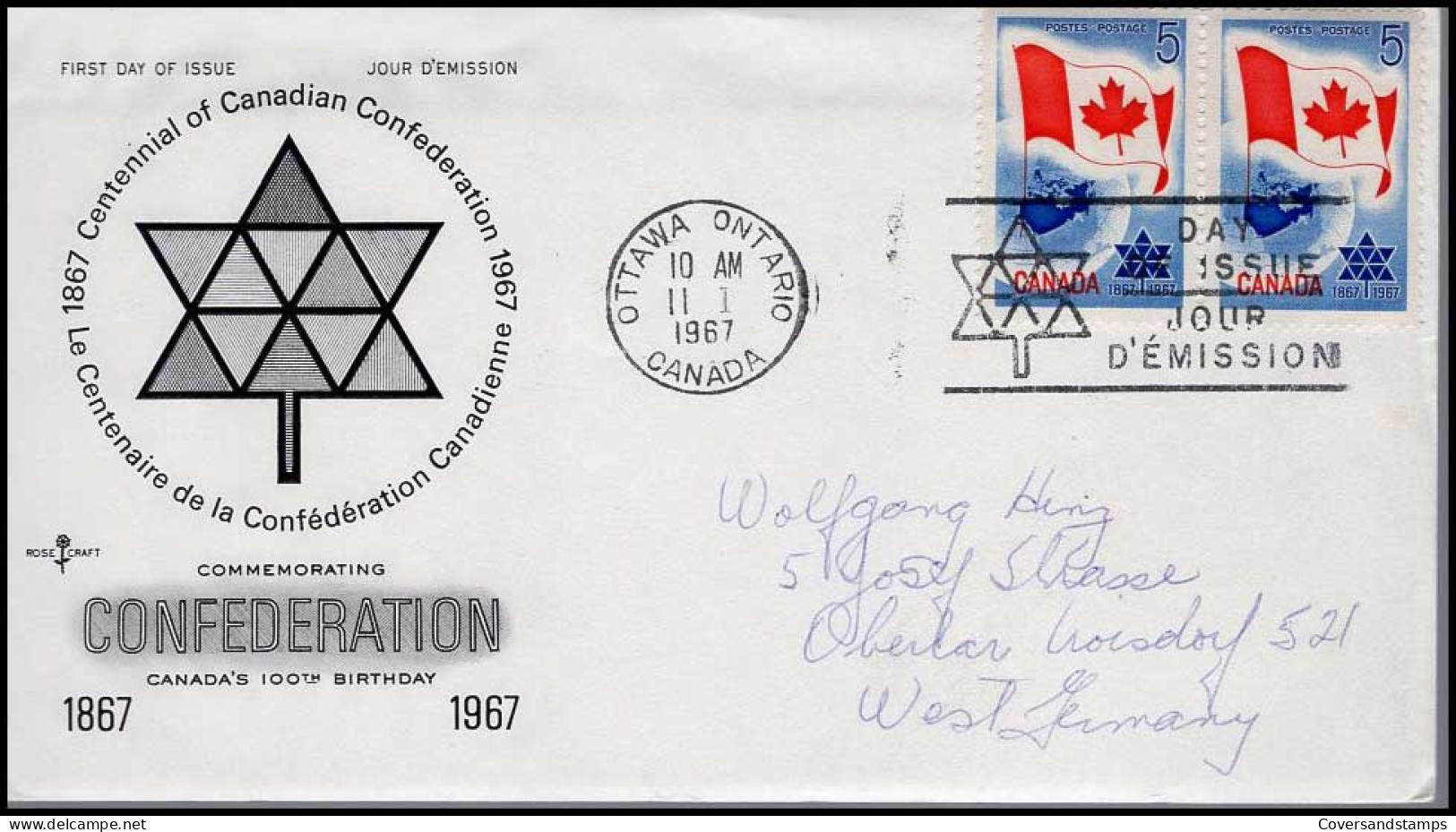 Canada - FDC - Commemorating Confederation, Canada's 100th Birthday - 1961-1970