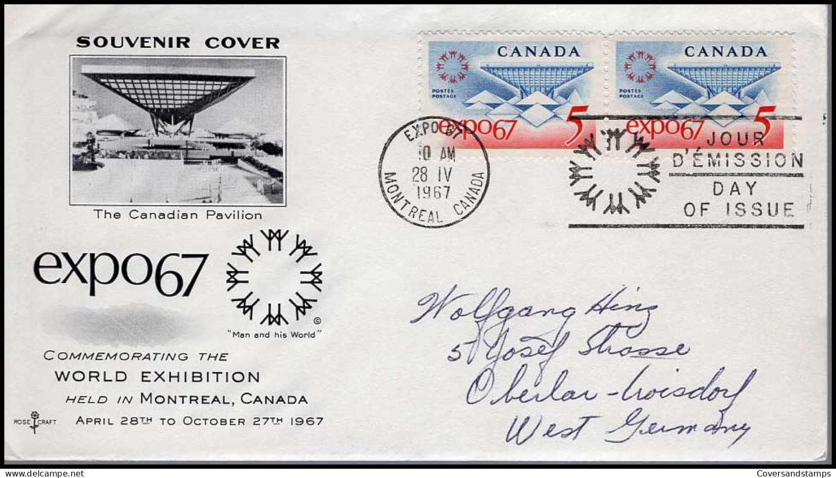 Canada - FDC - Expo 67, Held In Montreal - 1961-1970