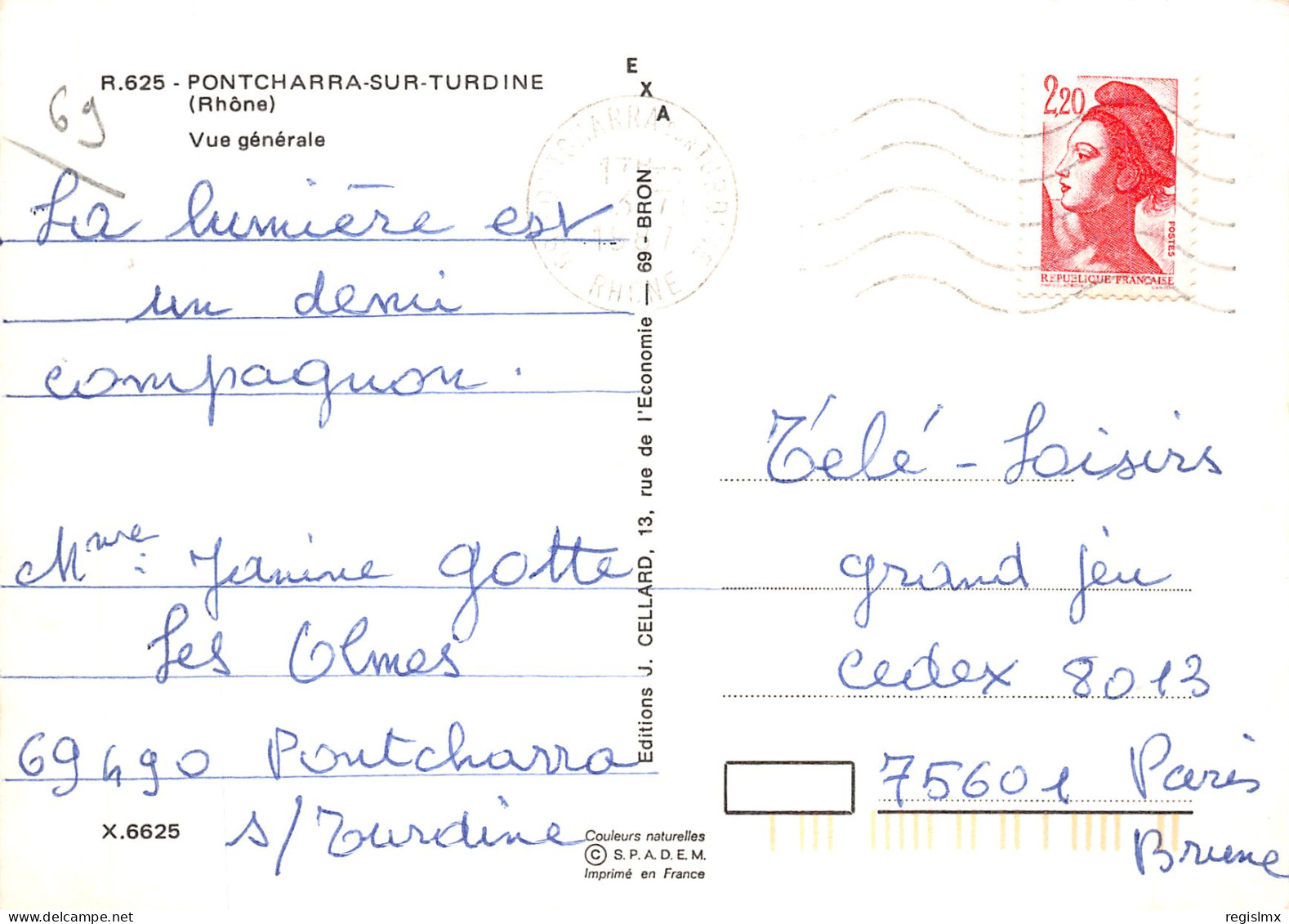 69-PONTCHARRA SUR TURDINE-N°T2201-A/0221 - Pontcharra-sur-Turdine