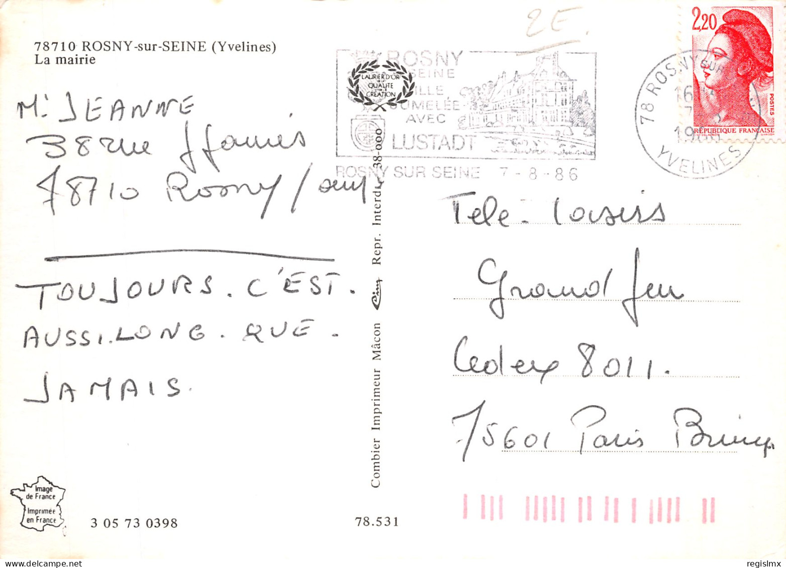 78-ROSNY SUR SEINE-N°T2202-C/0189 - Rosny Sur Seine
