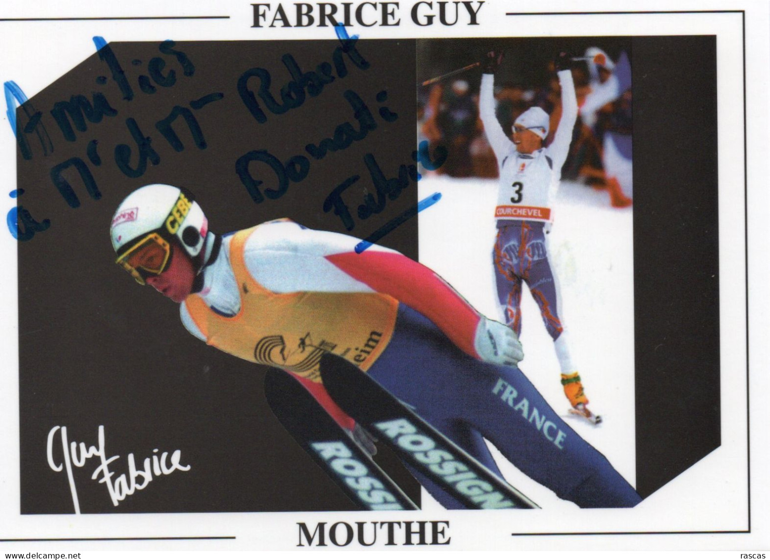 SPORT D'HIVER - COMBINE NORDIQUE - PHOTO DEDICACEE DU CHAMPION OLYMPIQUE DES JO D'ALBERVILLE 92 FABRICE GUY - Deportes De Invierno