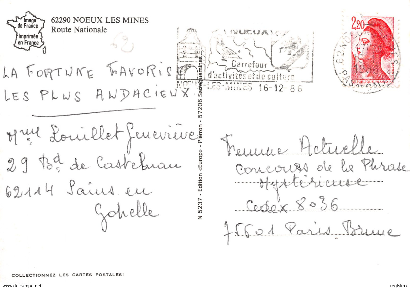 62-NOEUX LES MINES-N°T2204-A/0105 - Noeux Les Mines