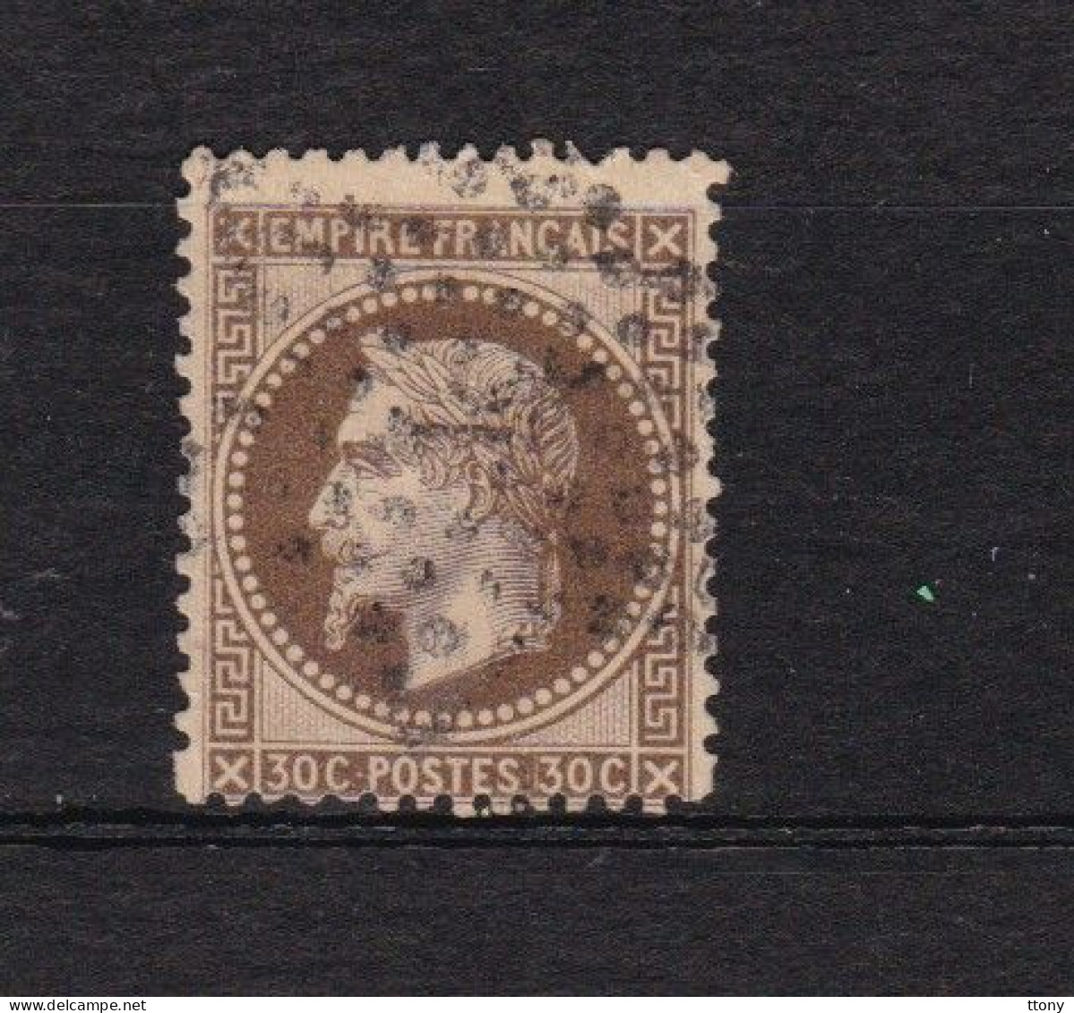 Un Timbre N° 30    Napoléon III   Lauré   30 C  Brun  Oblitéré - 1863-1870 Napoléon III Lauré