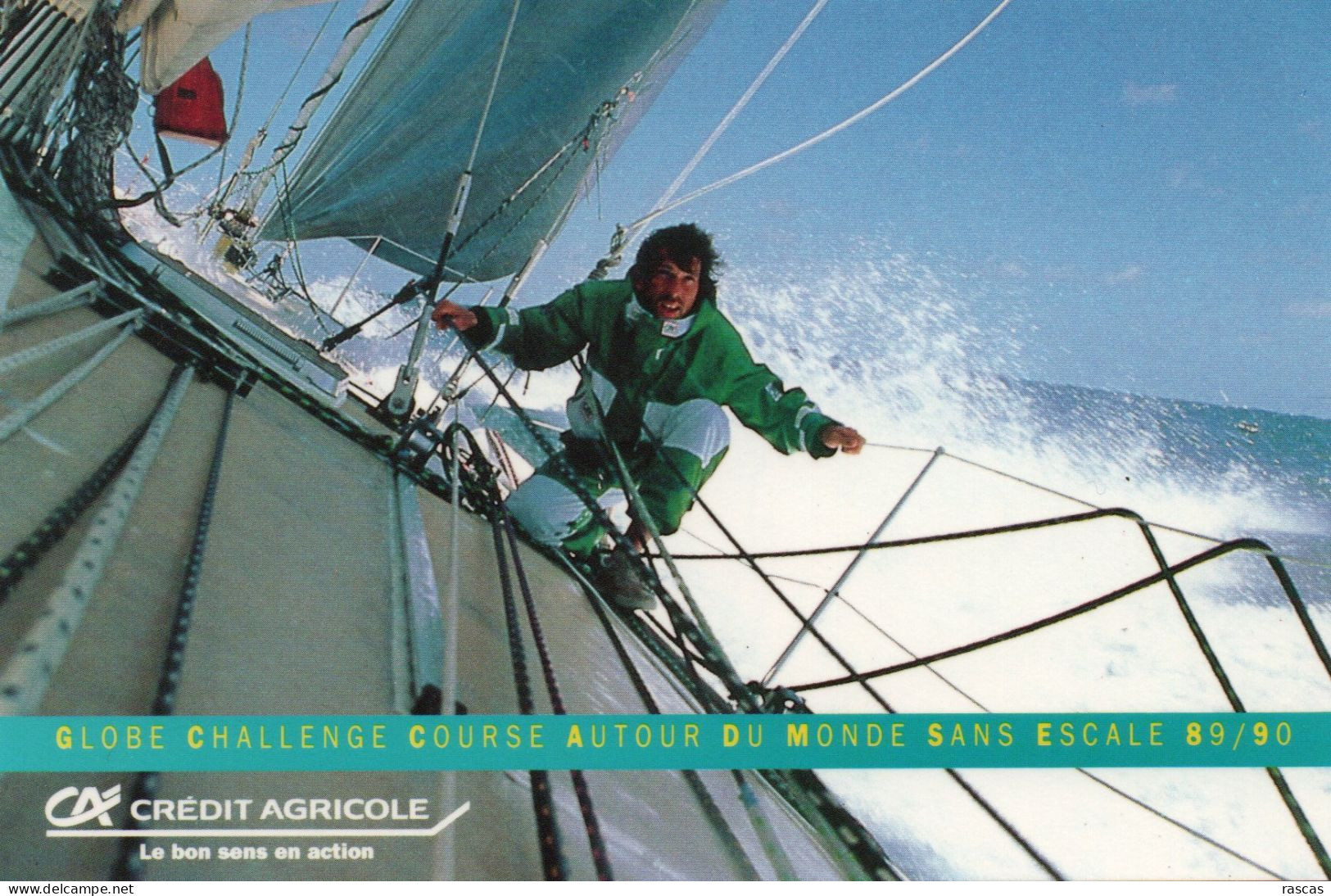 VOILE - PHOTO DEDICACEE AU DOS DU NAVIGATEUR FRANCAIS PHILIPPE JEANTOT SUR CREDIT AGRICOLE IV - GLOBE CHALLENGE 89/90 - Sailing