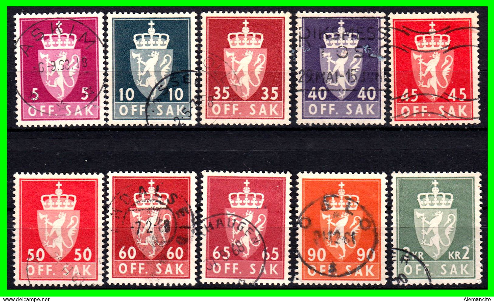 NORUEGA - NORWEY ( EUROPA ) SELLOS DE SERIE AÑO 1955 - Used Stamps