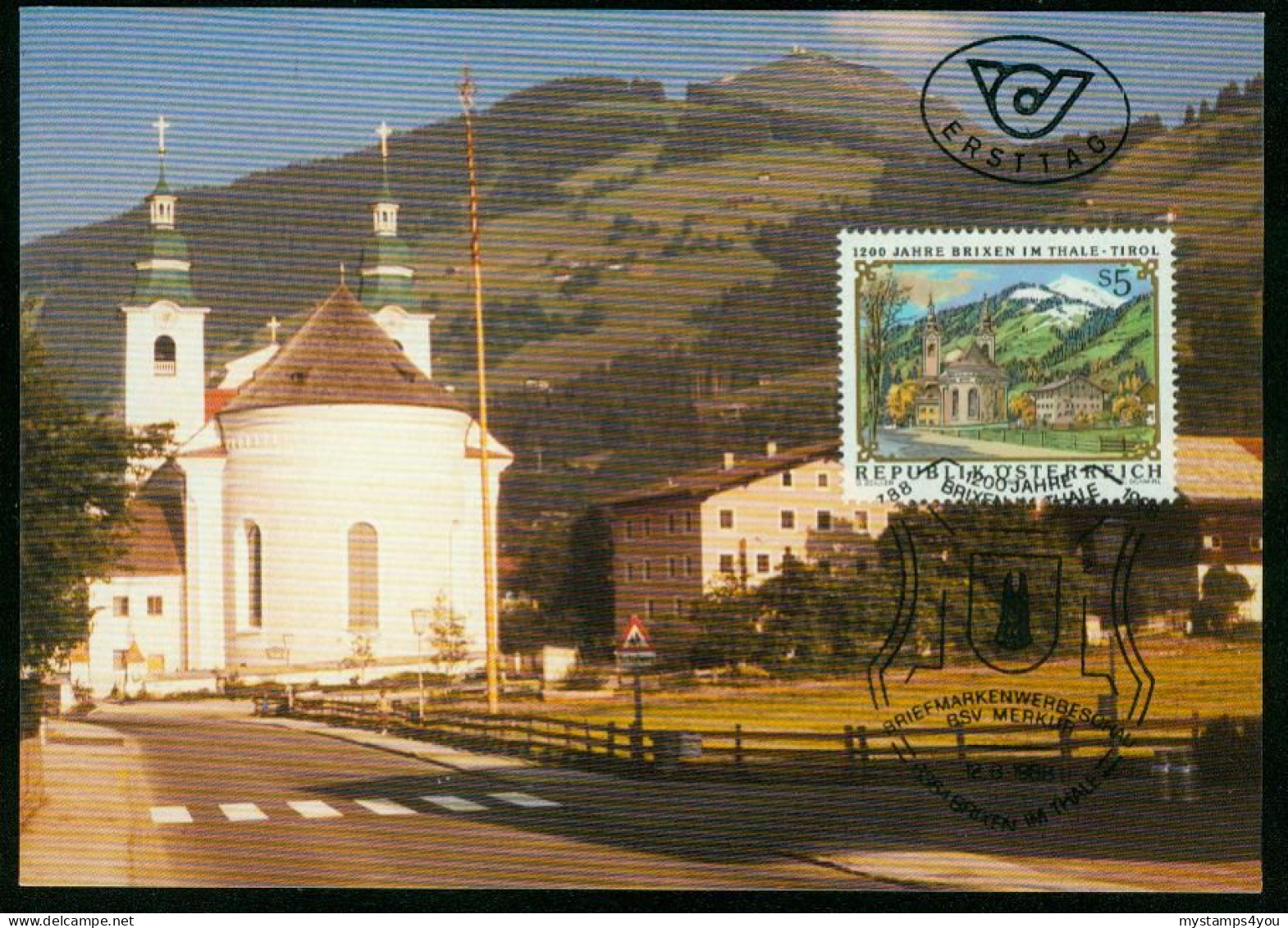 Mk Austria Maximum Card 1988 MiNr 1931 | Brixen Im Thale, Tyrol. Parish Church And Dean's House #max-0016 - Maximumkaarten