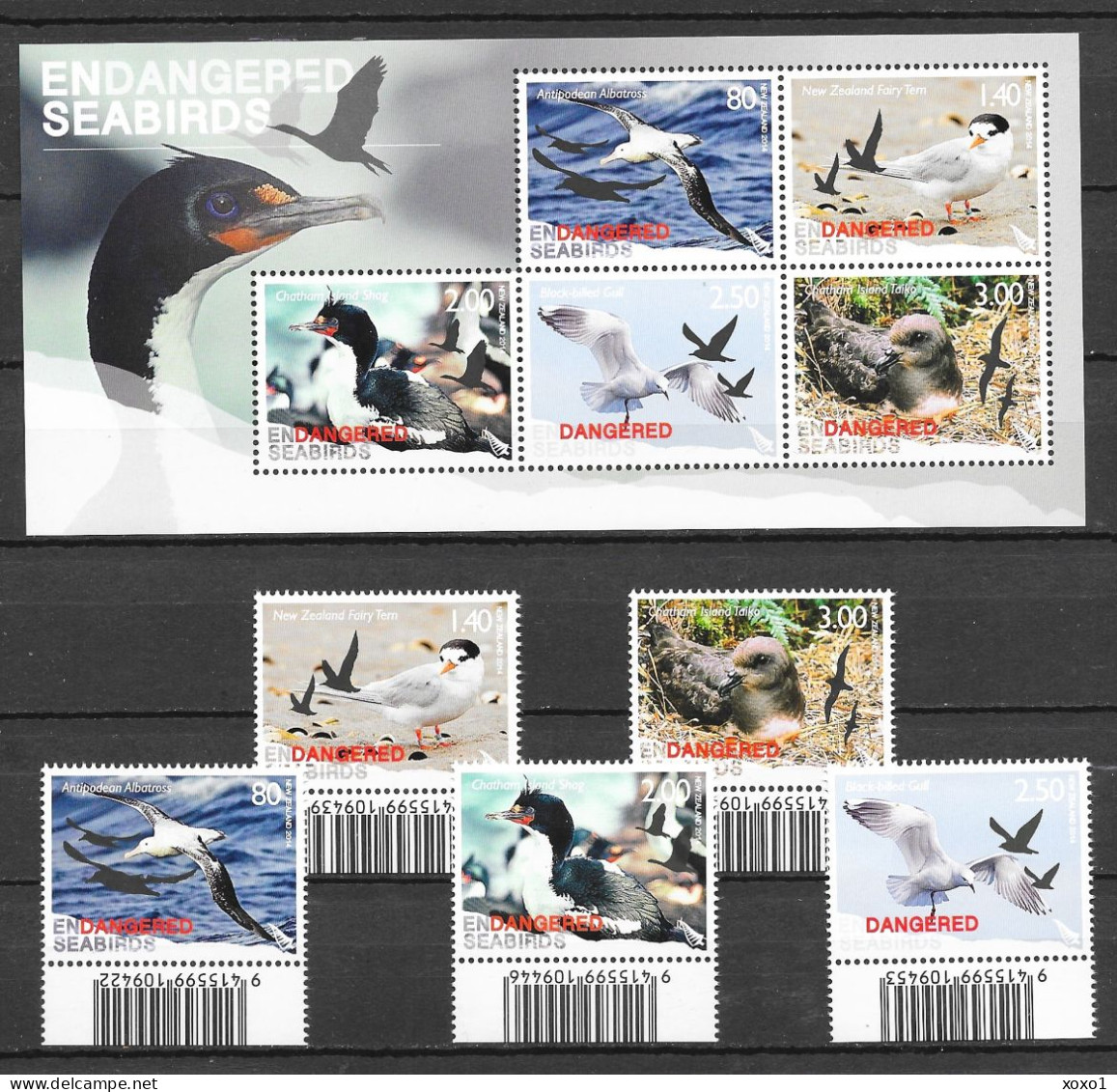 New Zealand 2014 MiNr. 3170 - 3174 (Block 336) Neuseeland ENDANGERED BIRDS 5v + S/sh  24,00 € - Other & Unclassified