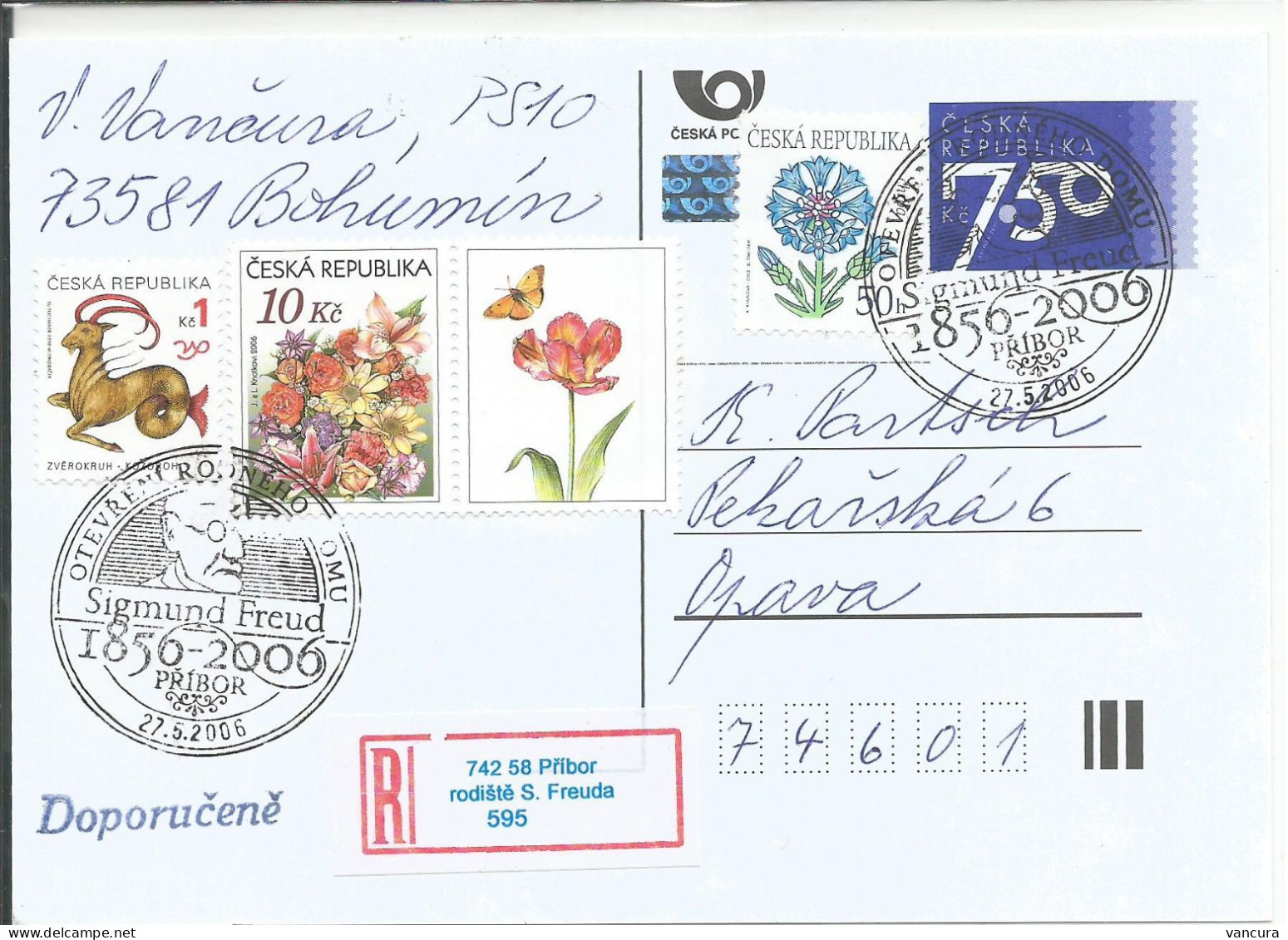 CDV 96 S. Freud Anniversary Cancel 2006 Freiberg/Pribor, Birthplace Of S. Freud Butterfly - Cartoline Postali