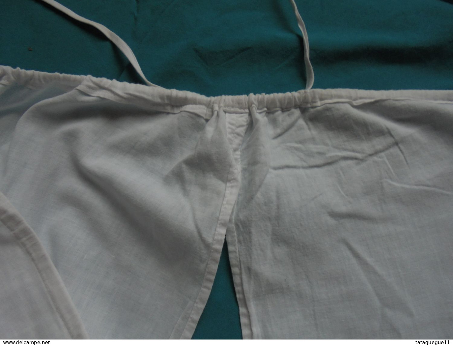 Ancien - Grande culotte fendue en coton blanc avec dentelle Années 20/30