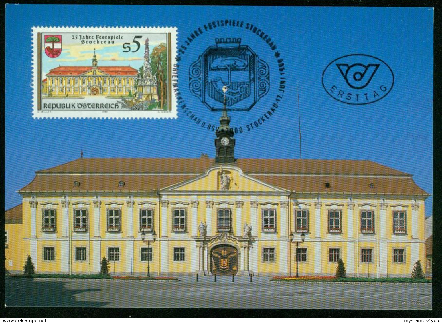 Mk Austria Maximum Card 1988 MiNr 1927 | 25th Anniv Of Stockerau Festival. Town Hall #max-0017 - Cartas Máxima