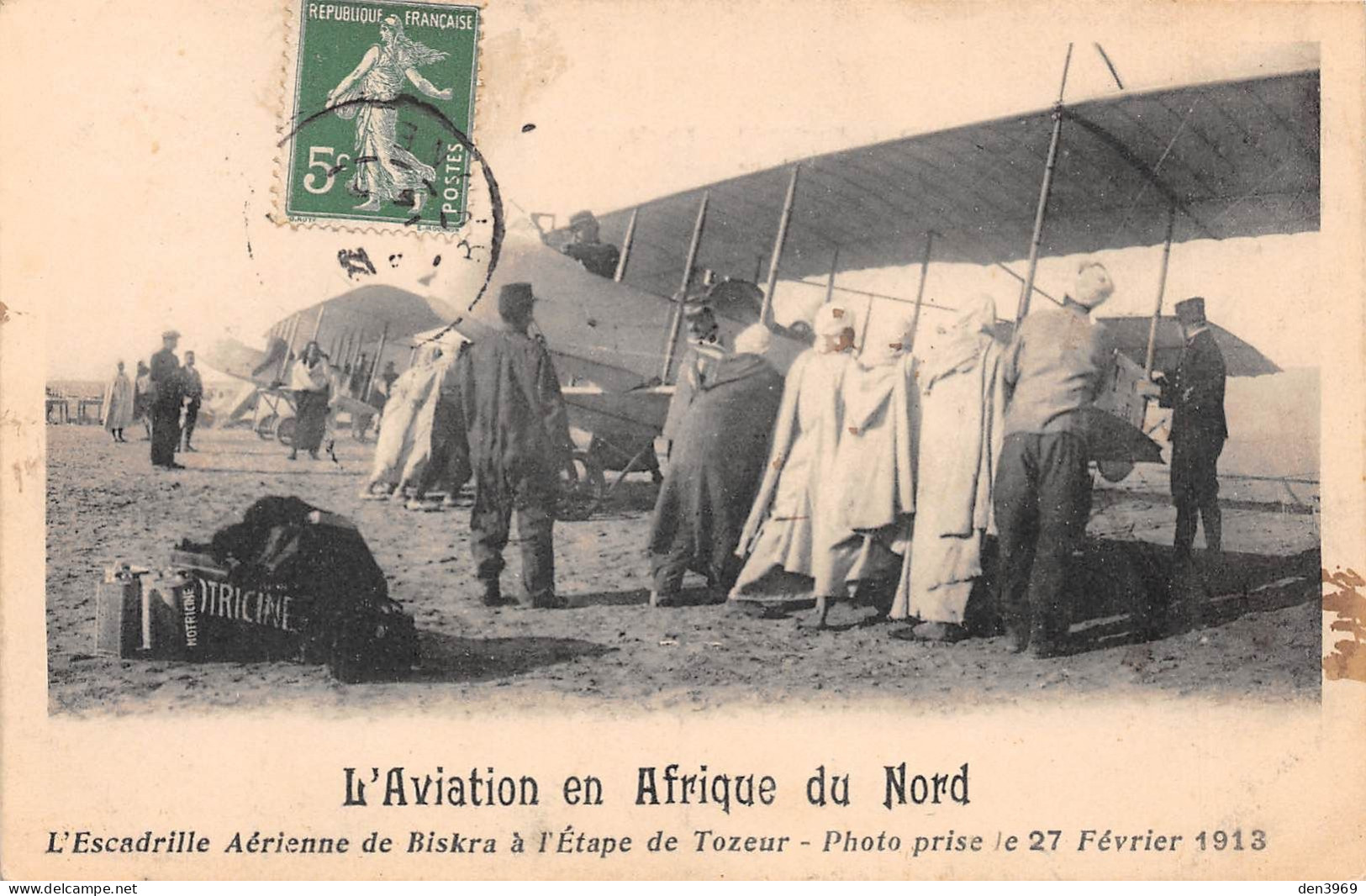 Tunisie - L'Escadrille Aérienne De Biskra (Algérie) à L'Etape De TOZEUR, 27 Février 1913 - Avions - Voyagé (2 Scans) - Tunisia