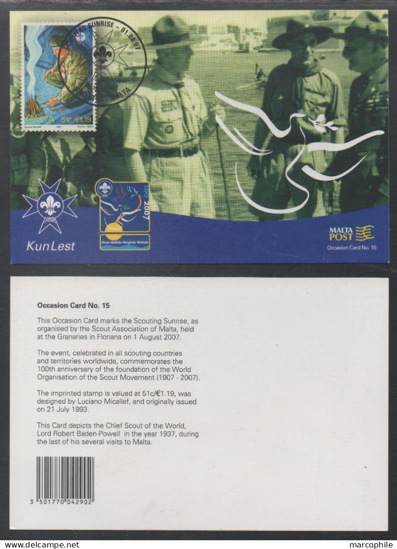 SCOUTISME - SCOUTING - PFADFINDER / 2007 MALTE CARTE MAXIMUM (ref 2784) - Cartas & Documentos