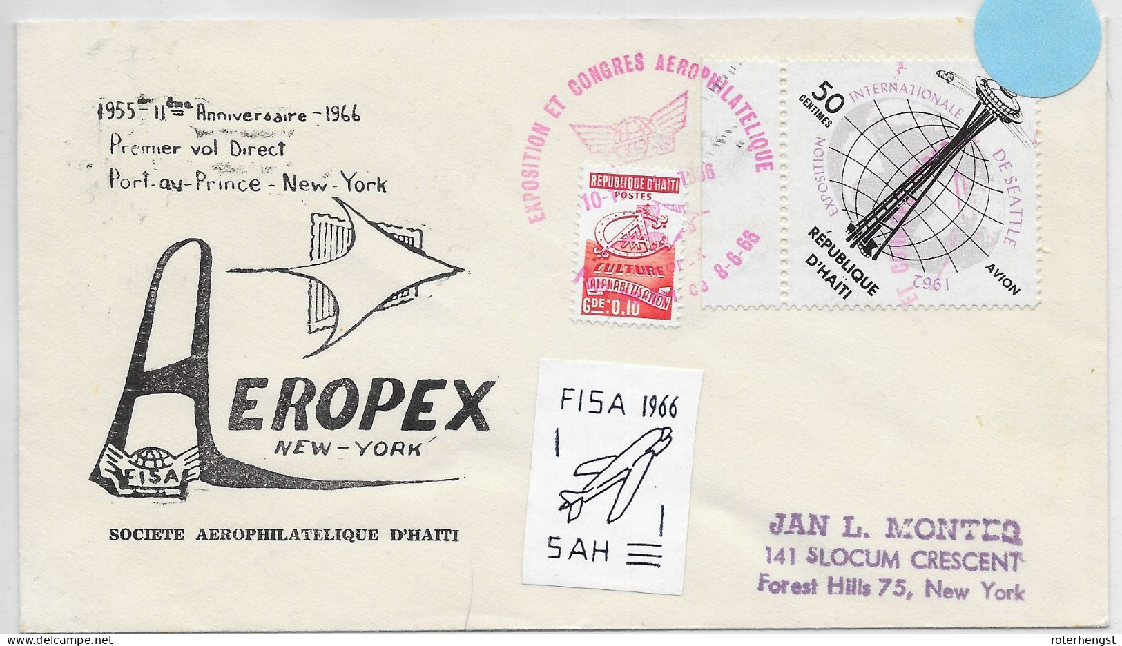 Haiti Letter 1966 Aeropex Exposition With Direct Flight To New York - Haïti