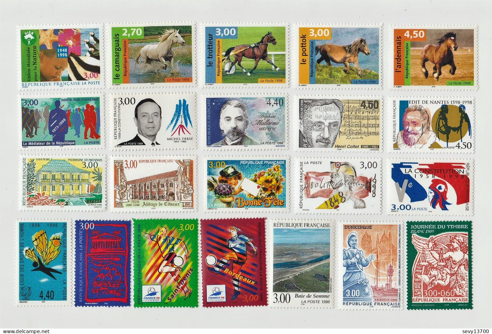 France Année 1998 Lot De 74 Timbres Neufs Et Différents - Ungebraucht