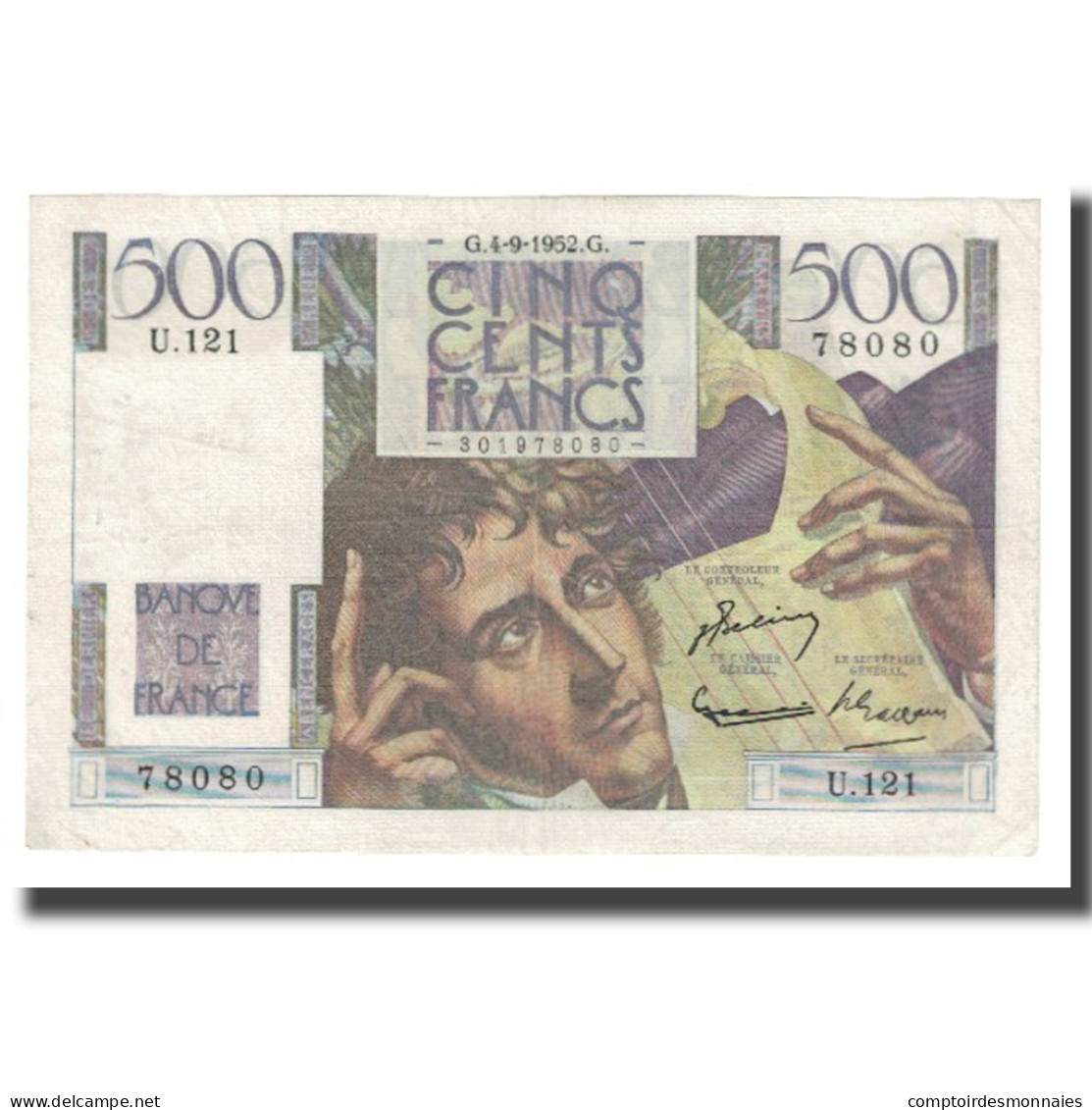 France, 500 Francs, Chateaubriand, 1952, BELIN ROUSSEAU GARGAM, 1952-09-04, TTB - 500 F 1945-1953 ''Chateaubriand''