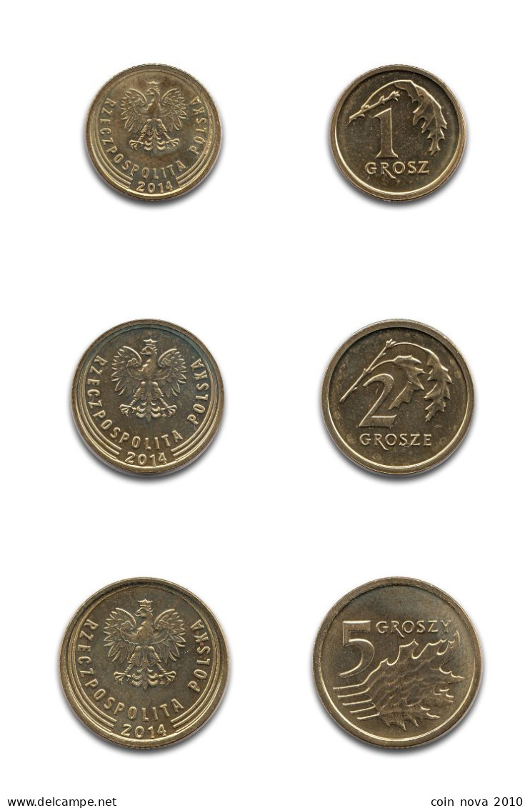 Poland Polen 3 X Coins 1 2 And 5 Grosz 2014 - Pologne