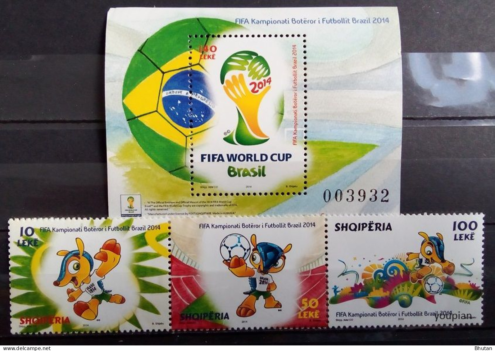 Albania 2014, World Football Cup In Brazil, MNH S/S And Stamps Strip - Albanië