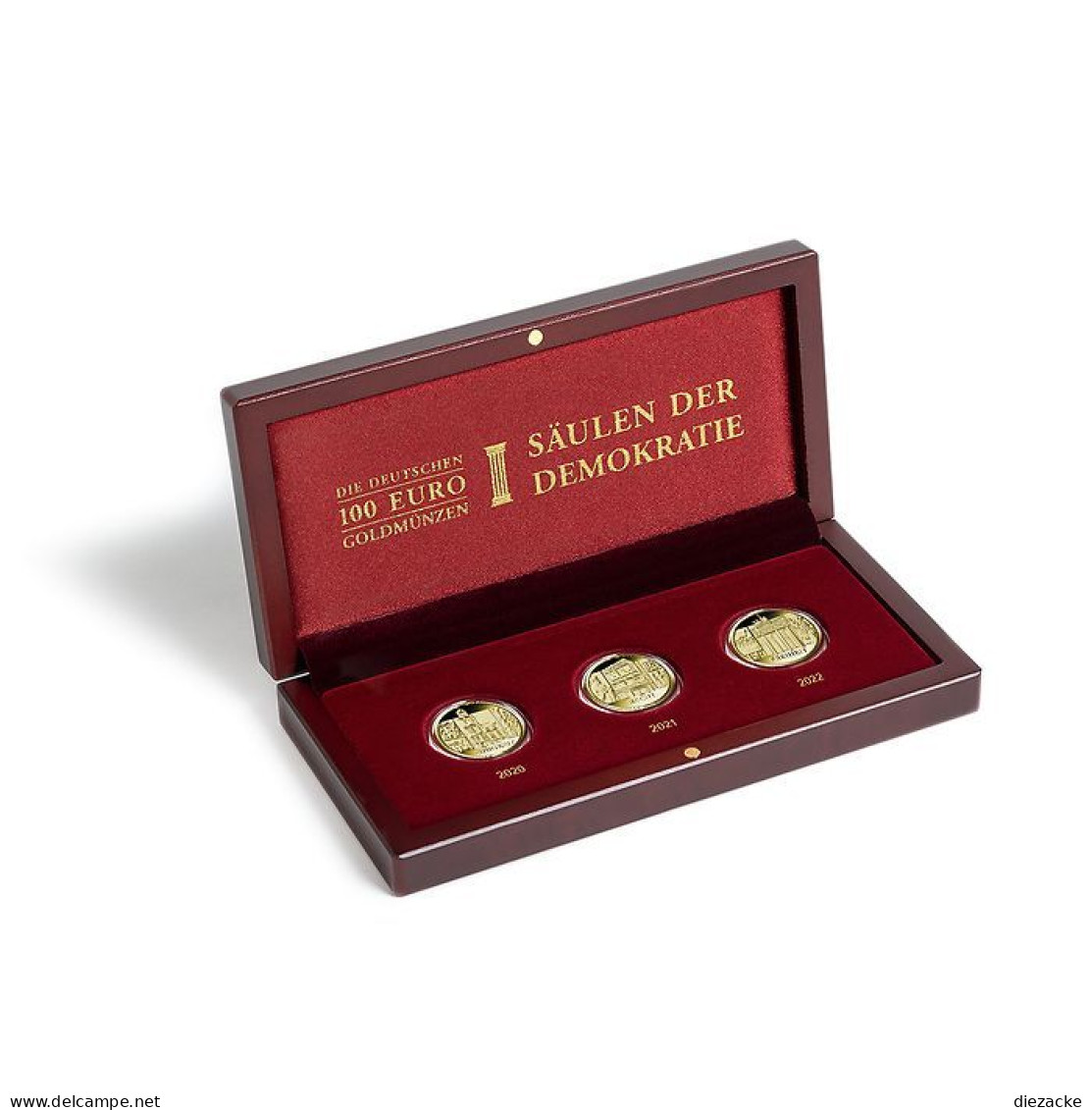 Leuchtturm Münzetui VOLTERRA Für 3 Dt. 100-Euro-Goldmünzen Demokratie 363141 Neu - Materiale