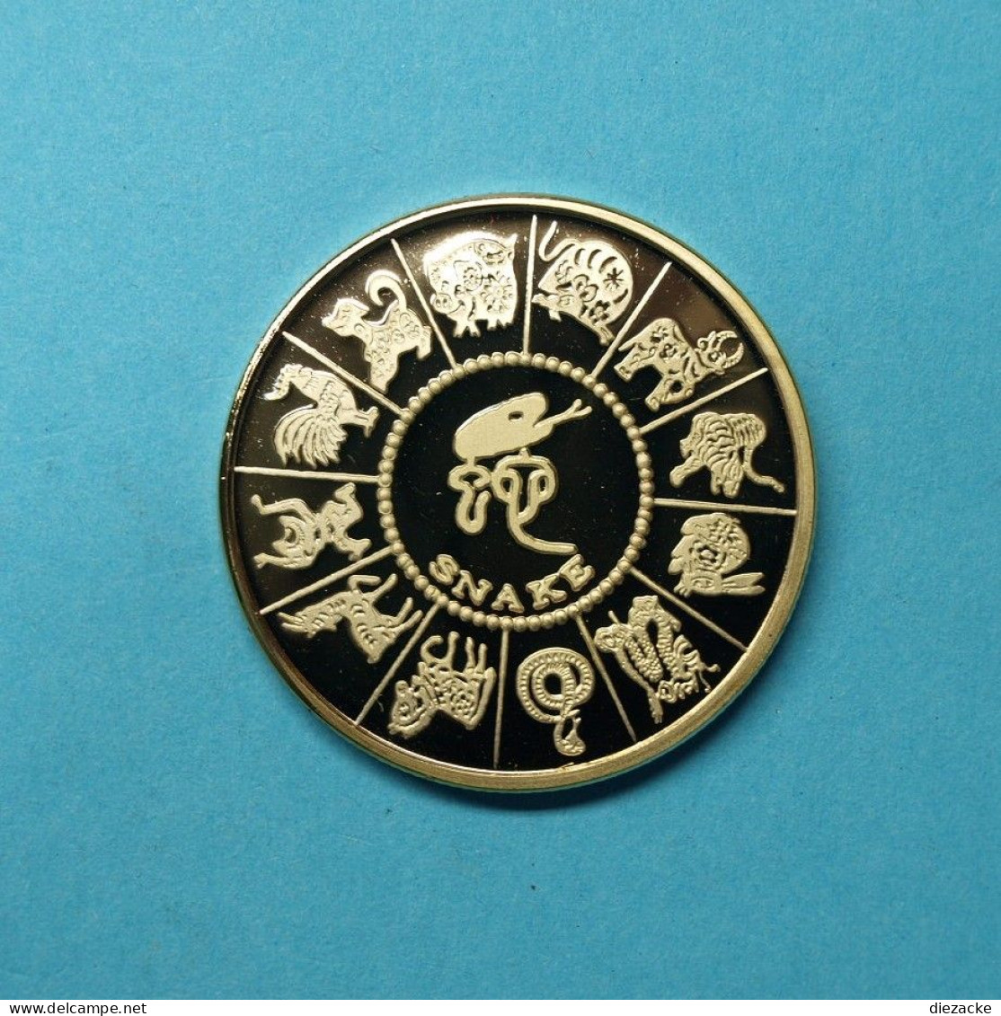 China Medaille Jahr Der Schlange Vergoldet Mit Farbapplikation Vz (MZ1267 - Unclassified