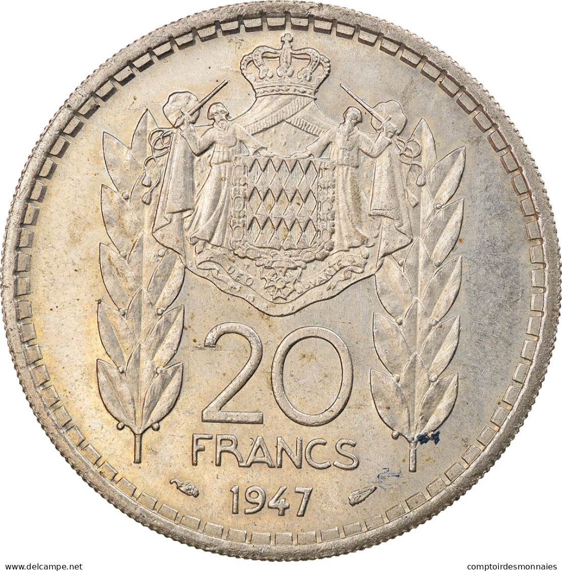 Monnaie, Monaco, Louis II, 20 Francs, Vingt, 1947, Poissy, TTB, Copper-nickel - 1922-1949 Luigi II