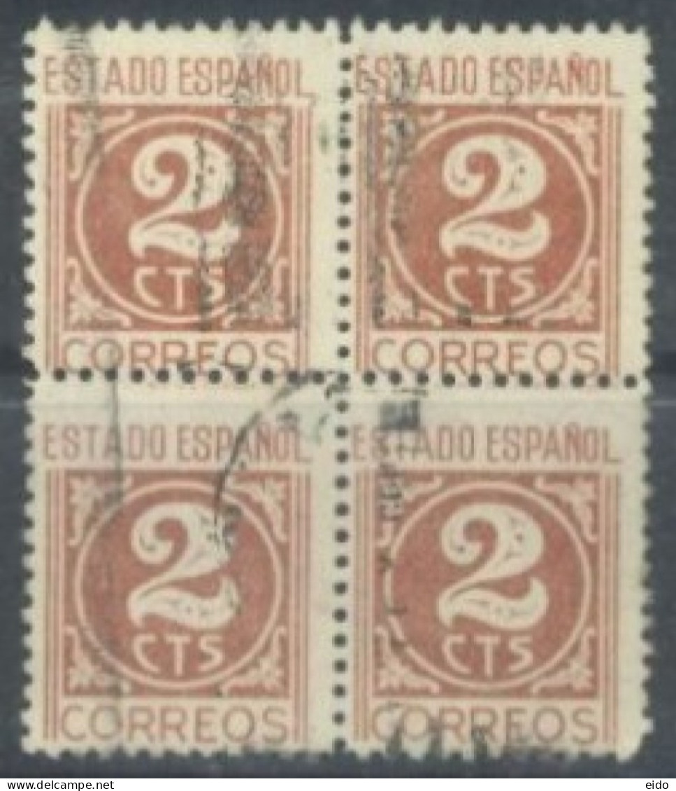 SPAIN,  1936, REPUBLICA ESPANOLA STAMP BLOCK OF 4, # 574, USED. - Oblitérés