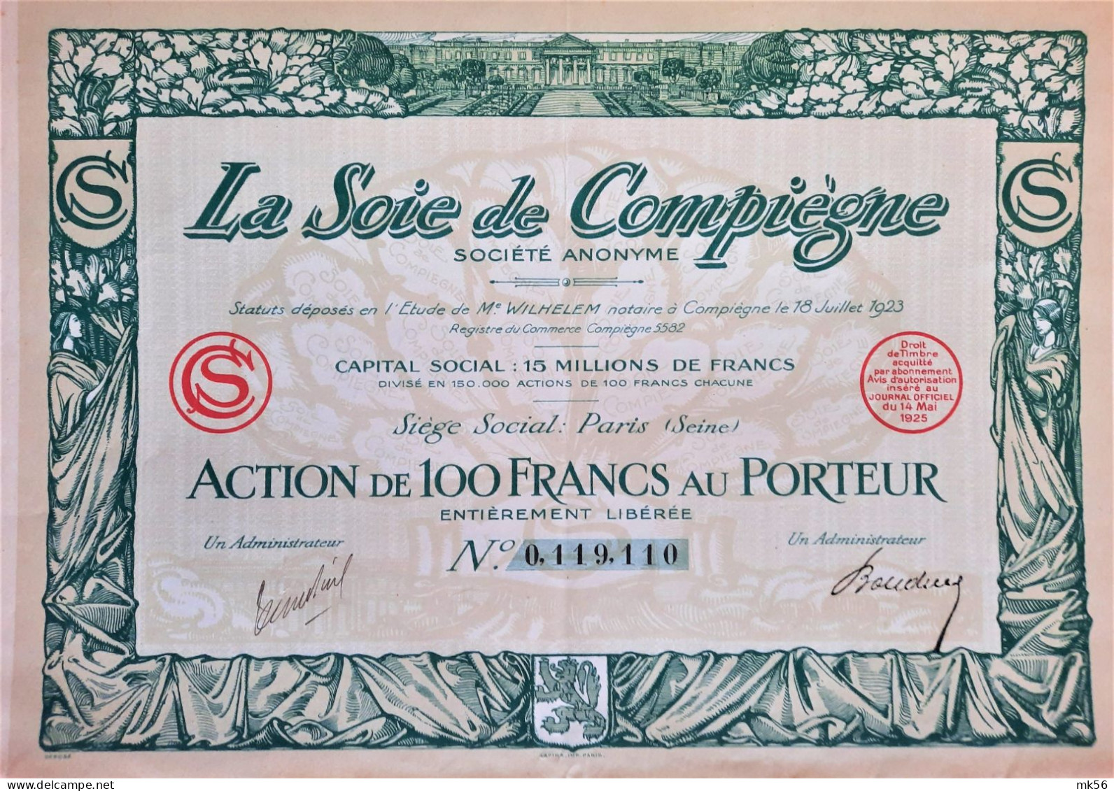 S.A. La Soie De Compiègne -1925 - Paris - Sonstige & Ohne Zuordnung
