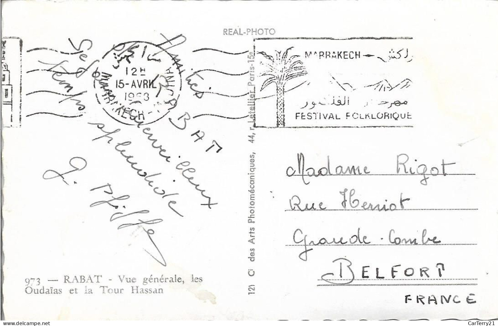 MAROC. RABAT. VUE GENERALE. LES OUDAÏAS ET LA TOUR HASSAN. 1963. - Rabat