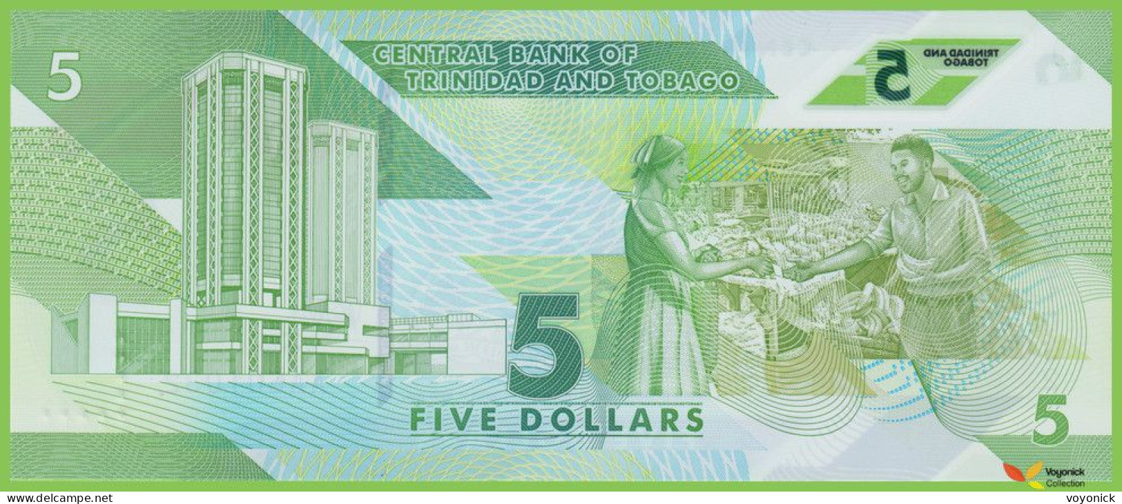 Voyo TRINIDAD & TOBAGO 5 Dollars 2020 P61 B237a AA UNC Polymer - Trindad & Tobago