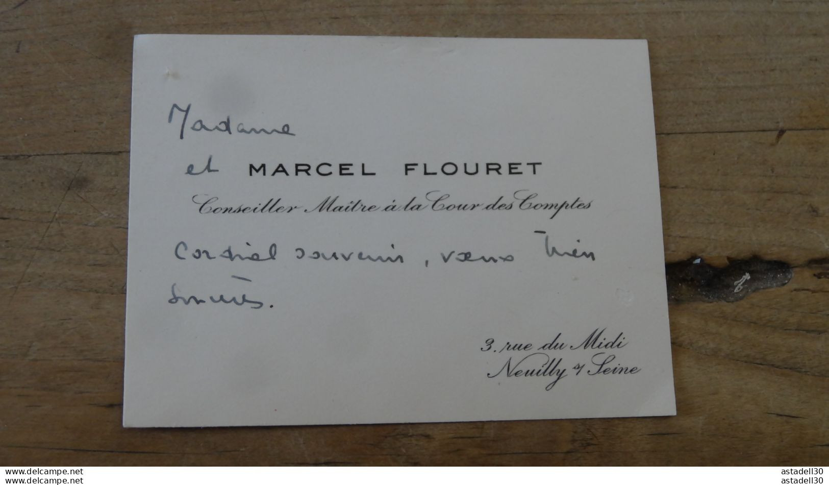 Mot Sur Carte De Visite De Marcel FLOURET, Résistant, Fonctionnaire, Pdt EDF Et SNCF ........  PHI ............. 14971b - Cartoncini Da Visita