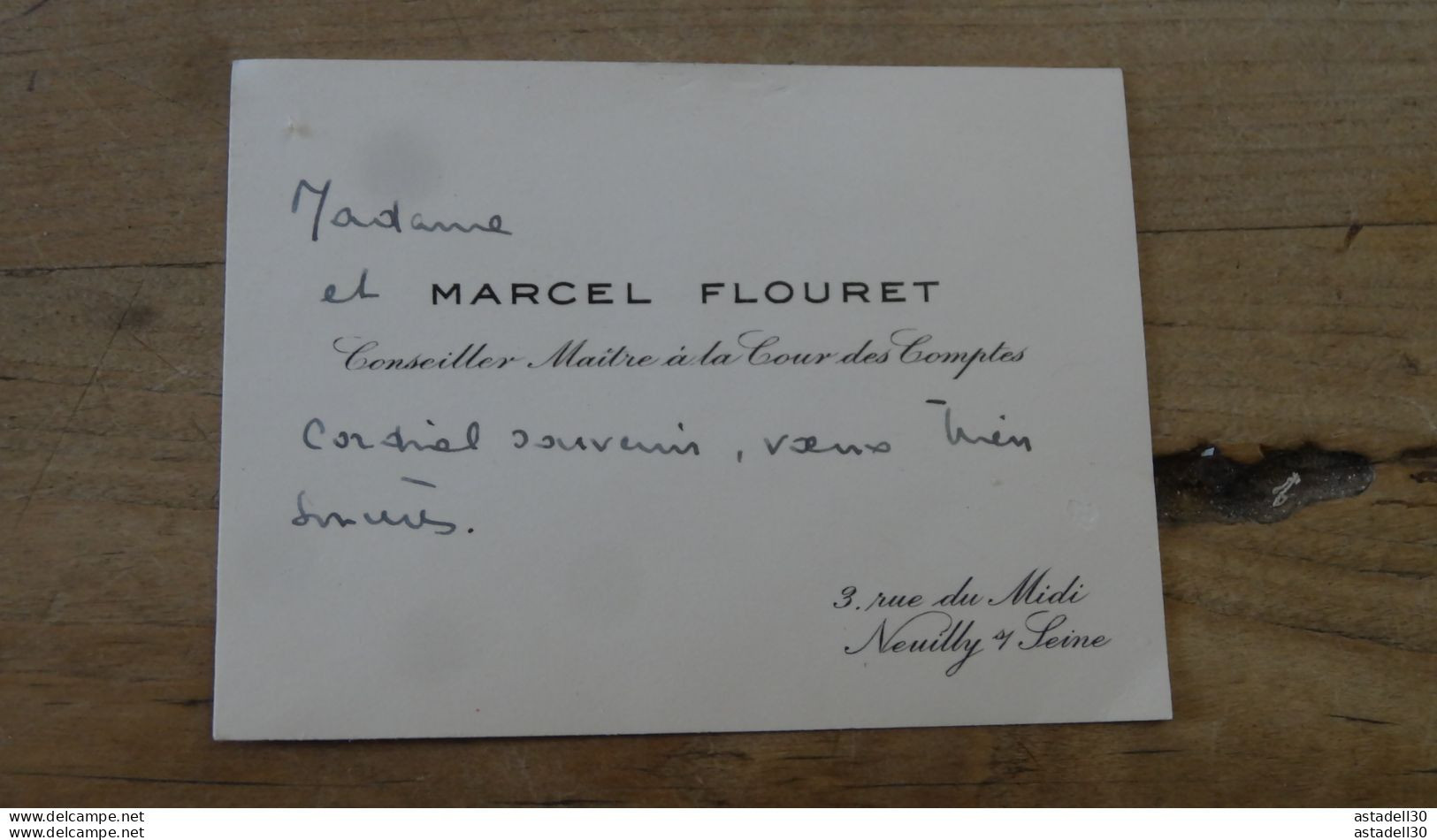 Mot Sur Carte De Visite De Marcel FLOURET, Résistant, Fonctionnaire, Pdt EDF Et SNCF ........  PHI ............. 14971b - Visitekaartjes