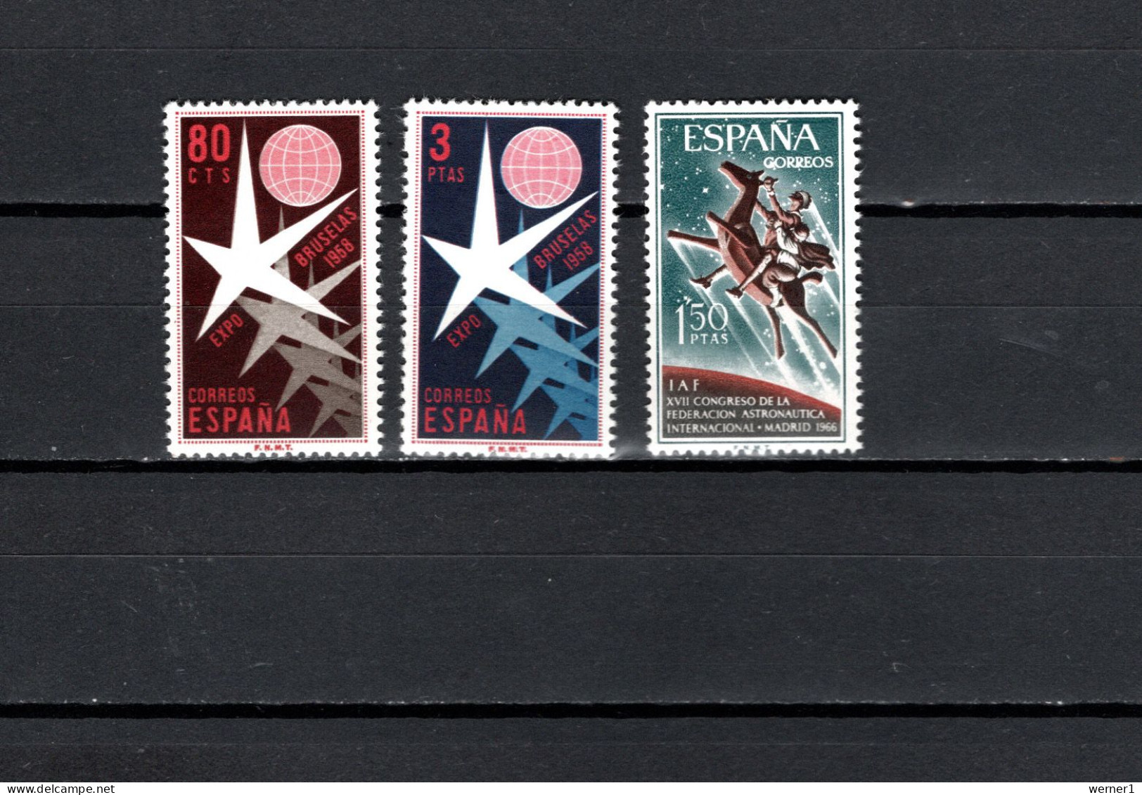 Spain 1958/1966 Space, Expo Brussels, Space Congress 3 Stamps MNH - Europe