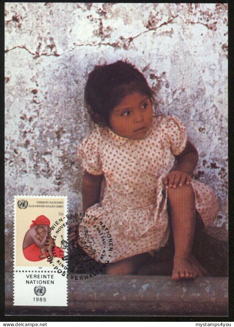 Mk UN Vienna (UNO) Maximum Card 1985 MiNr 54 | UNICEF. Child Survival Campaign. Mother And Baby #max-0024 - Maximumkarten