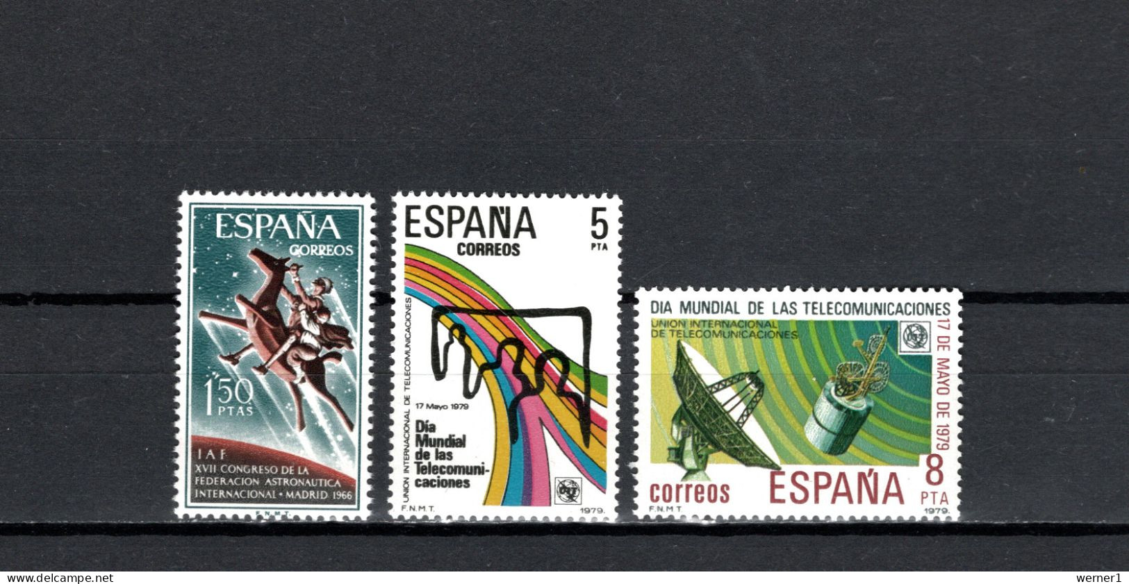 Spain 1966/1979 Space, Space Congress, Telecommunication Day 3 Stamps MNH - Europe