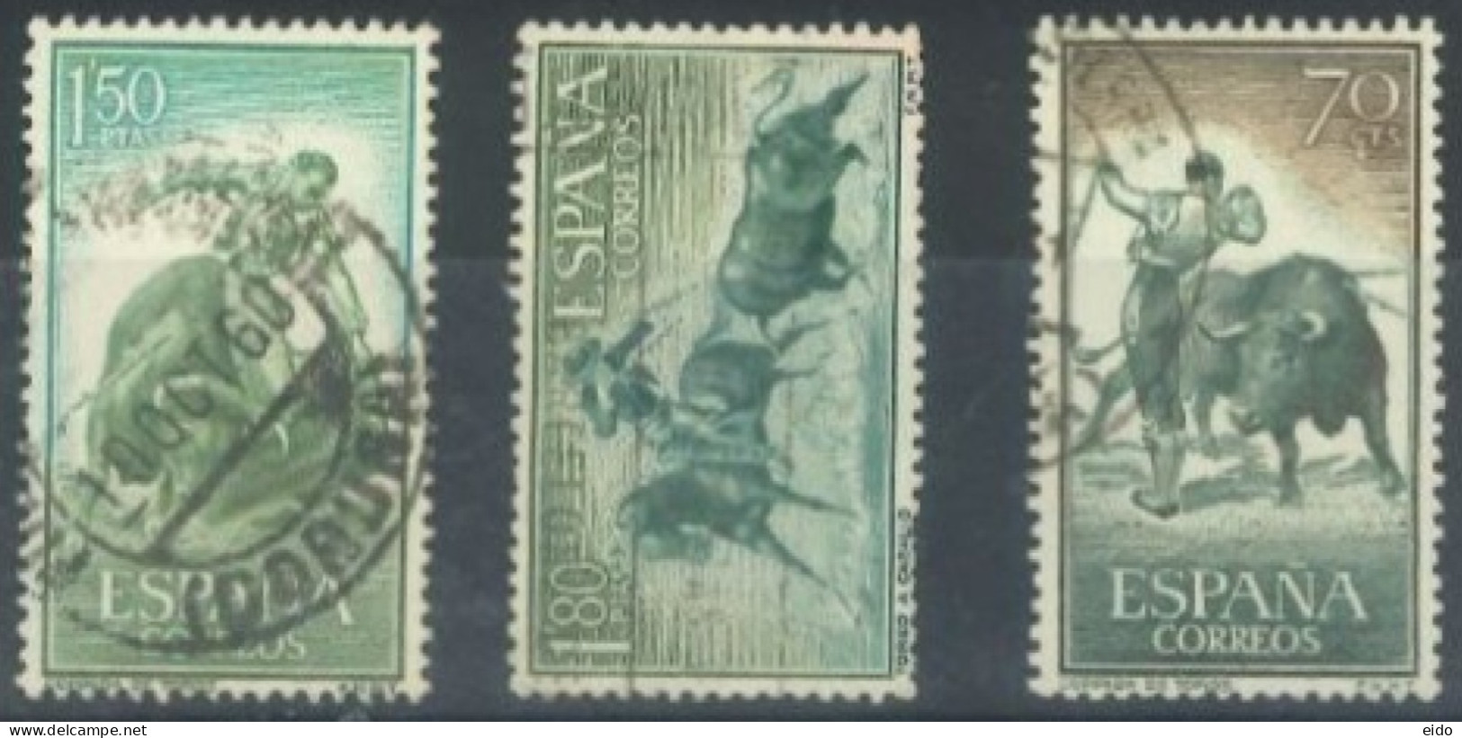 SPAIN,  1960, BULLFIGHTER 19th CENTURY STAMPS SET OF 5, # 914/16, & 918/19, USED. - Used Stamps