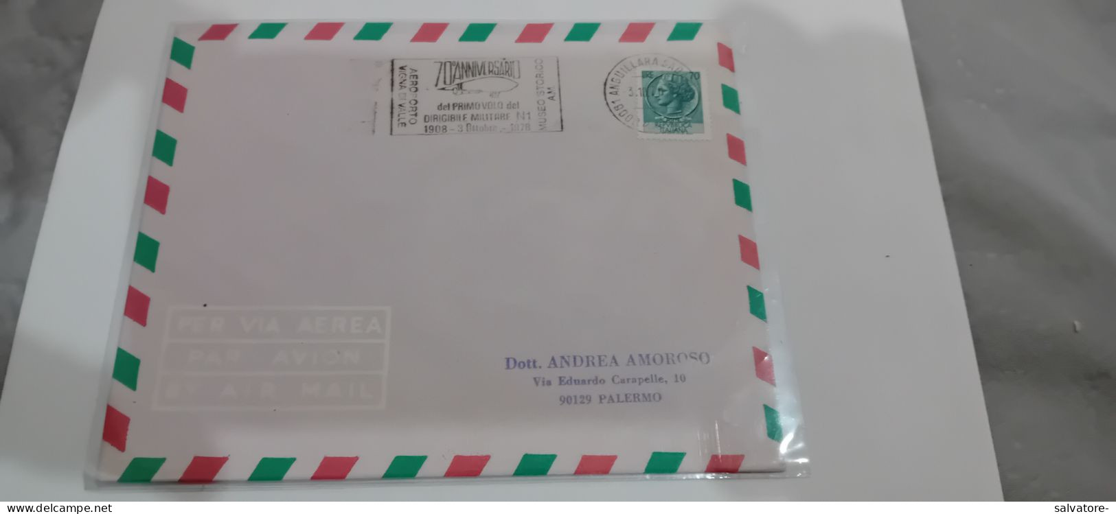 LETTERA CON ANNULLO POSTALE PUBBLICITARIO  70° ANNIVERSARIO DEL PRIMO VOLO DEL DIRIGIBILE MILITARE NUMERO 1- 1978 - 1961-70: Oblitérés