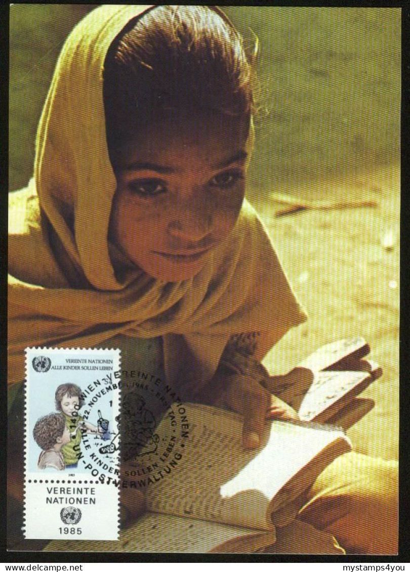 Mk UN Vienna (UNO) Maximum Card 1985 MiNr 53 | UNICEF. Child Survival Campaign. Oral Immunization #max-0025 - Cartoline Maximum