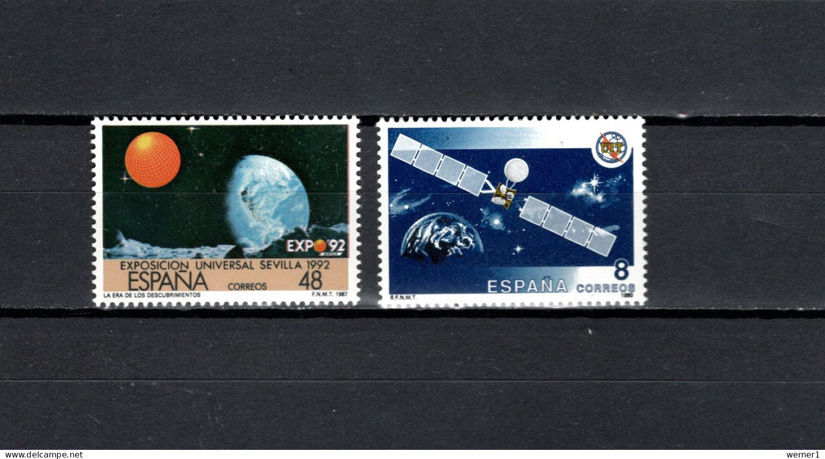 Spain 1987/1990 Space, Expo Sevilla, ITU 125th Anniversary, 2 Stamps MNH - Europa