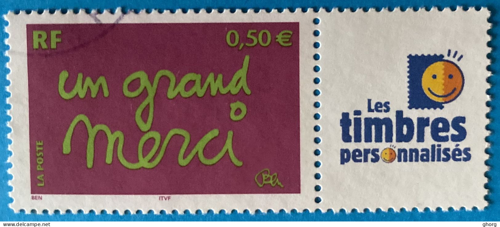 France 2004 : Timbre De Message "Un Grand Merci" N°3637A Oblitéré - Usati