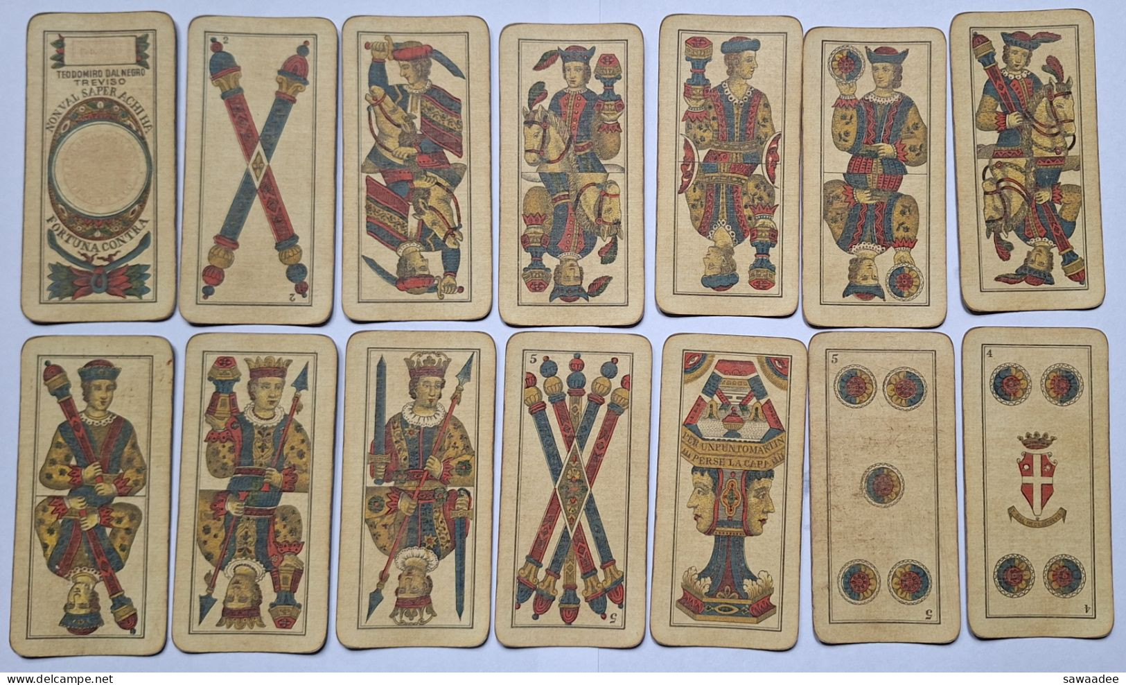 JEU DE CARTE ANCIEN - ITALIE - TEODOMIRO DAL NEGRO TREVISO - NON VAL SAPER ACHIHA FORTUNA CONTRA - 40 CARTES - Autres & Non Classés