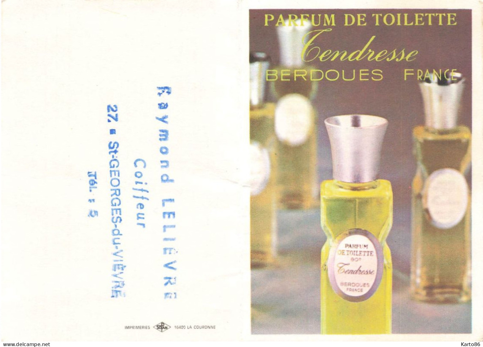 Petit Calendrier 1974 Publicitaire * Parfum TENDRESSE Berdoues Raymond LEIEVRE Coiffeur St Georges Du Vièvre * Calendar - Petit Format : 1971-80