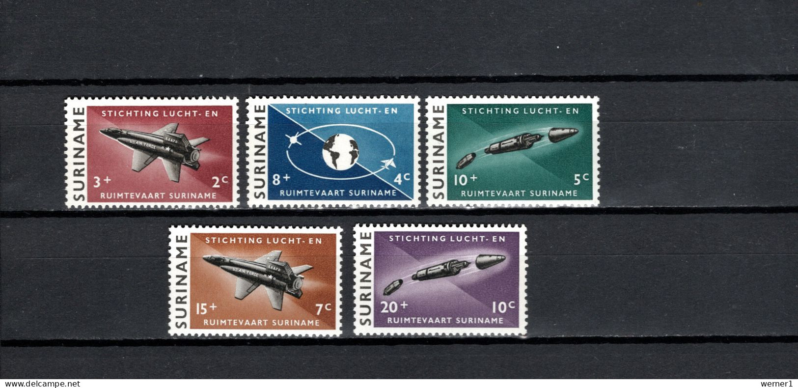 Suriname 1964 Space And Aviation Set Of 5 MNH - Südamerika