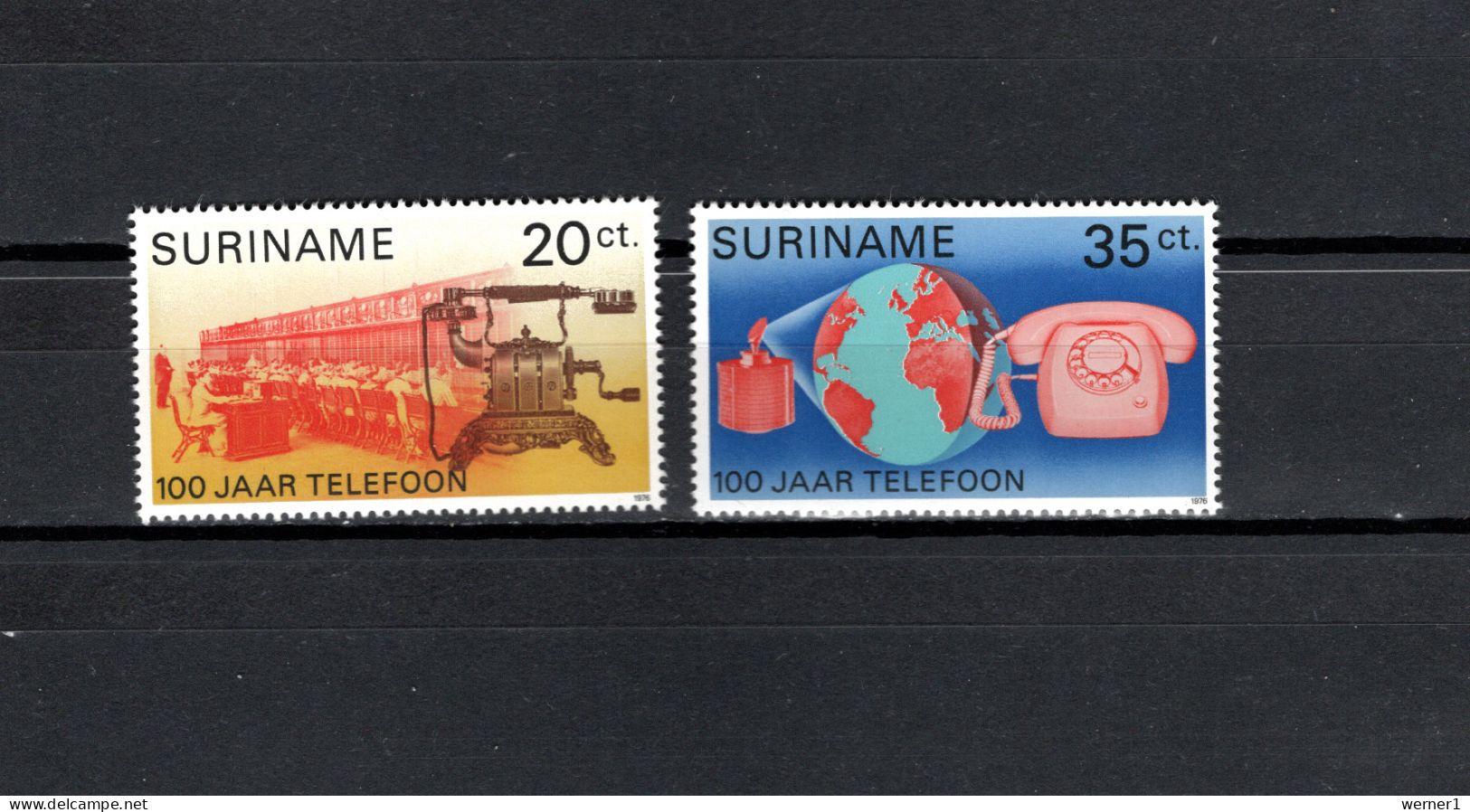 Suriname 1976 Space, Telephone Centenary Set Of 2 MNH - Amérique Du Sud