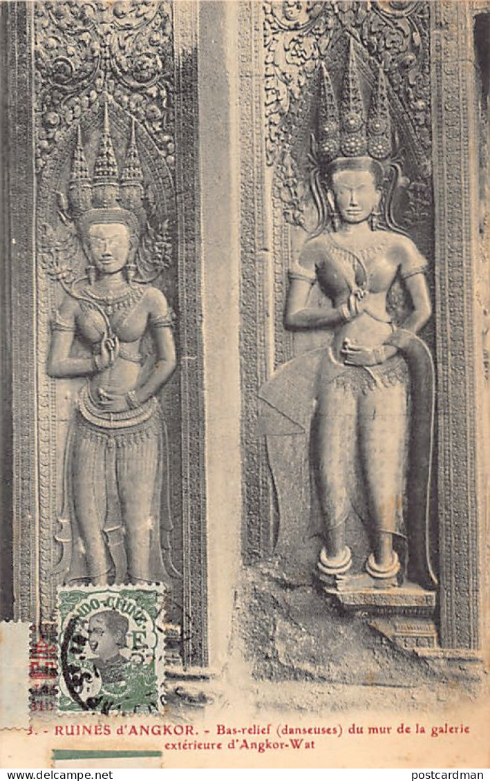 Cambodge - Ruines D'Angkor - Bas-relief (danseuses) - Ed. A. F. Decoly 3 - Cambodge